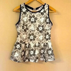 Sugarlips Black and White Floral Lace Tank Top